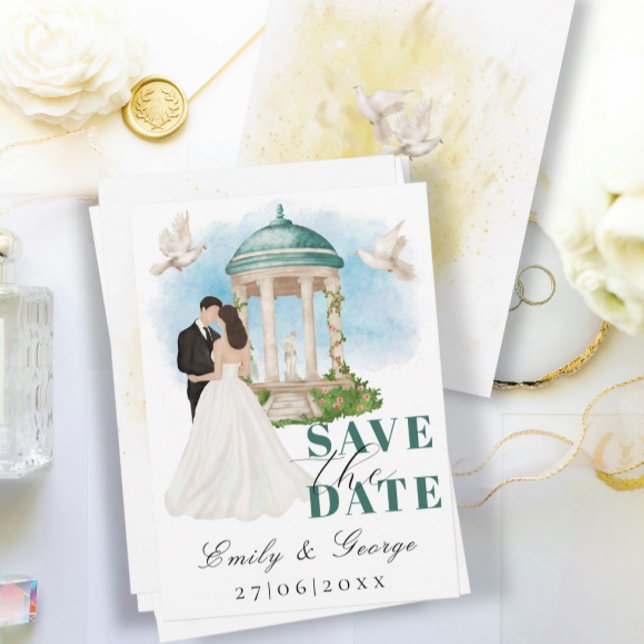 Elegant Save the Date with Bride and Groom Gazebo (Creator Uploaded)