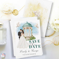 Elegant Save the Date with Bride and Groom Gazebo