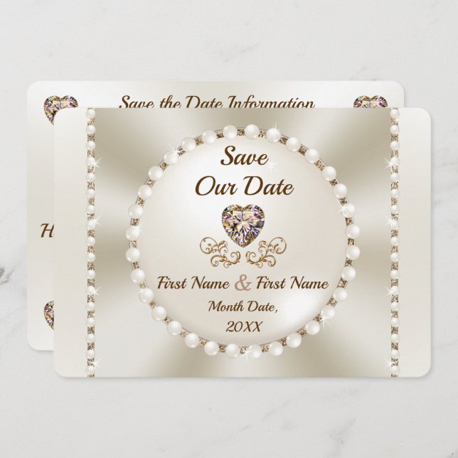 Elegant Save the Dates, Personalised Wedding Invitation (Front/Back)