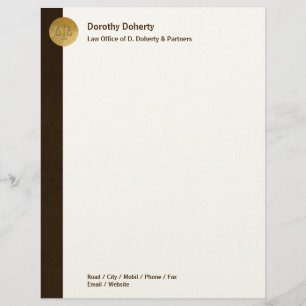 Elegant Scales of Justice   LAW OFFICE Letterhead