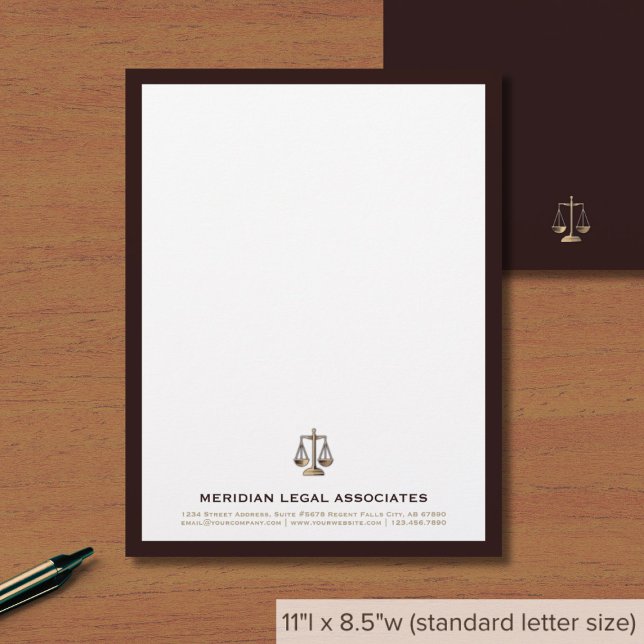Elegant Scales of Justice Logo Custom Letterhead (Creator Uploaded)
