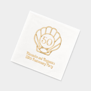 Elegant Scallop Shell Seashell Anniversary Party 2 Foil Napkins