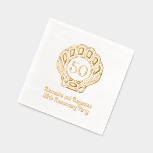 Elegant Scallop Shell Seashell Anniversary Party Foil Napkins