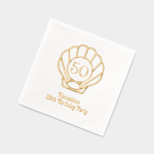 Elegant Scallop Shell Seashell Birthday Party #2 Foil Napkins