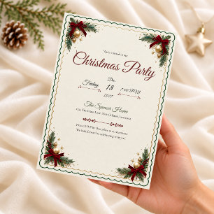 Elegant Scalloped Christmas Party Invitation