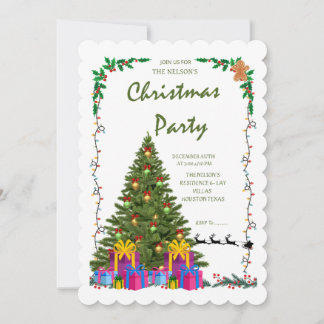 Elegant Scalloped Edge Christmas Party Invite" Invitation