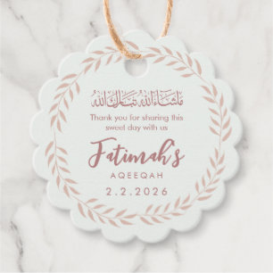 Elegant Scalloped Islamic Aqiqah Baby Girl Favour Tags