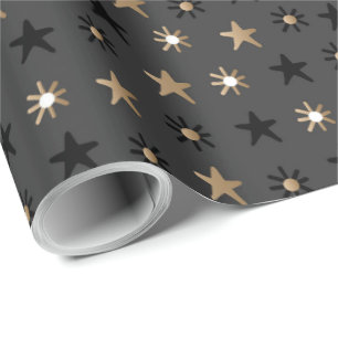 Elegant Scandi Christmas Gold & Black Wrapping  Wr Wrapping Paper