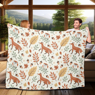 Elegant Scandinavian Fall Pattern Fleece Blanket