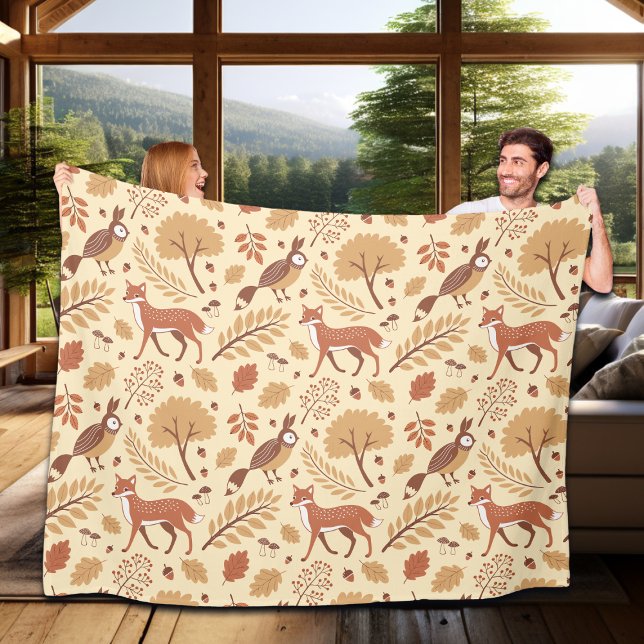 Elegant Scandinavian Fall Pattern Fleece Blanket (Creator Uploaded)