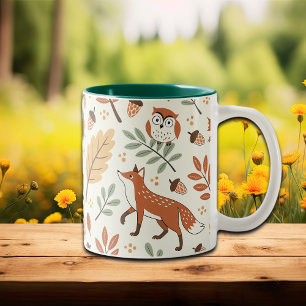 Elegant Scandinavian Fall Pattern Two-Tone Coffee Mug