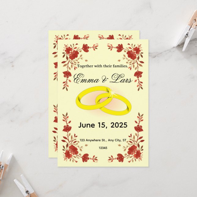 Elegant Scandinavian Floral Invite, Editable Templ Invitation (Front/Back In Situ)