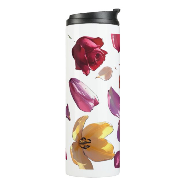Elegant Scattered Floral Petal | Modern  Thermal Tumbler (Rotated Left)