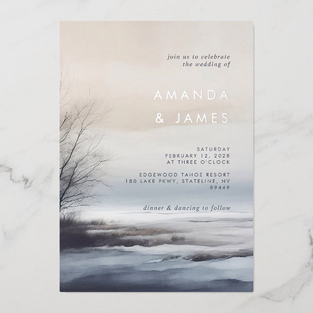 Elegant Scenic Abstract Landscape Winter Wedding (Front)