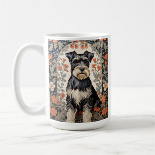 Elegant Schnauzer William Morris Inspired Floral Coffee Mug