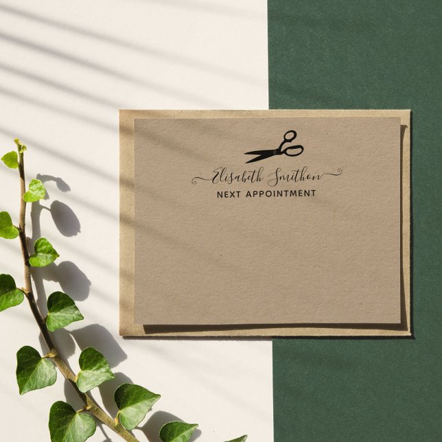    Elegant Scissors Hair Stylist Next Appointment Card (Creator Uploaded)