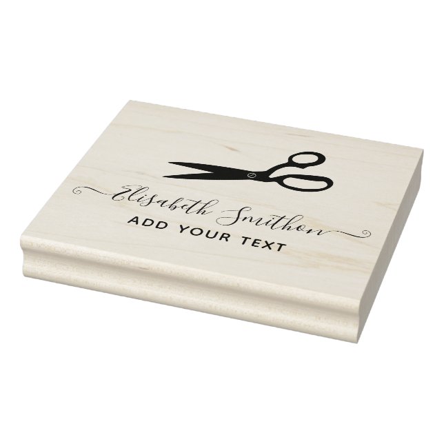   Elegant Scissors Hairdresser Personal Stationery Rubber Stamp (Stamp)
