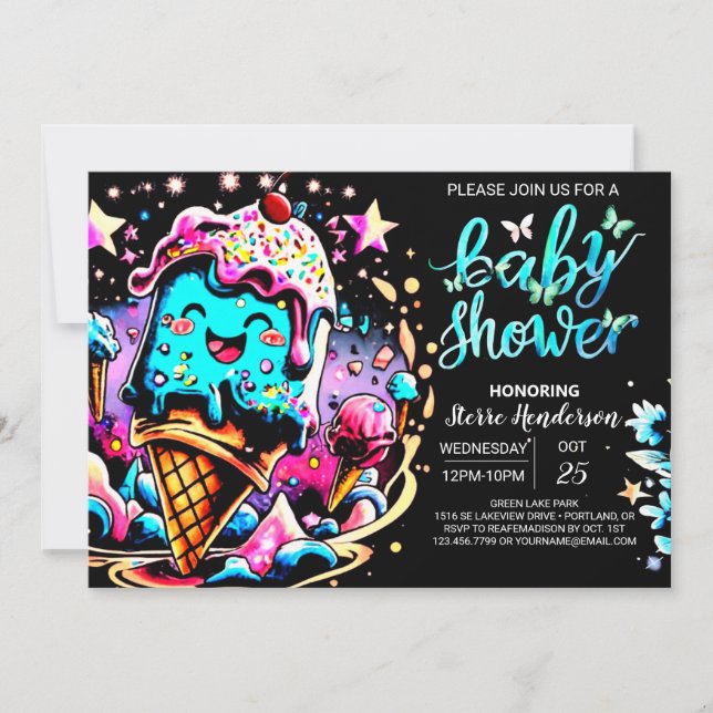 Elegant Scoop Ice Cream Boy Baby Shower Invitation (Front)