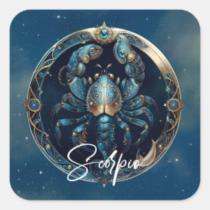 Elegant Scorpion Zodiac Symbol Black Gold Scorpio Square Sticker