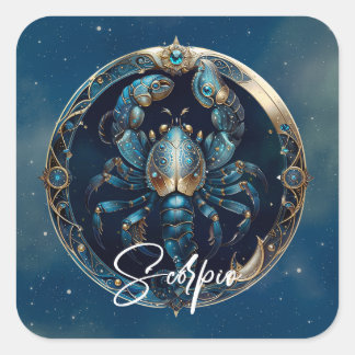 Elegant Scorpion Zodiac Symbol Black Gold Scorpio Square Sticker