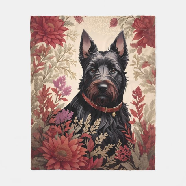 Elegant Scottish Terrier Dog Portrait  Fleece Blanket (Front)