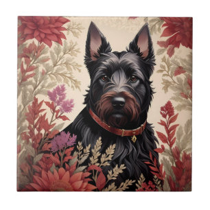 Elegant Scottish Terrier Dog Portrait  Tile