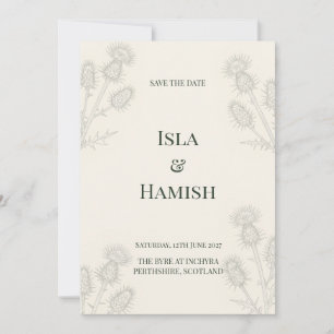 Elegant Scottish Thistle Botanical Save the Date C
