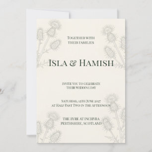 Elegant Scottish Thistle Botanical Wedding Invitat Invitation