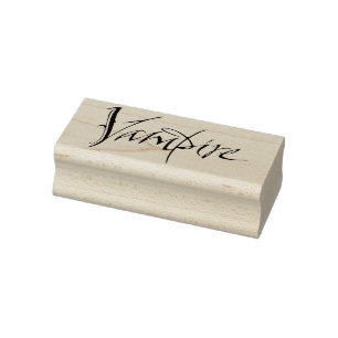 Elegant Scratched Lettering Vampire Halloween Rubber Stamp