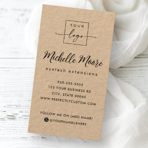 Elegant scrip custom logo vertical Kraft paper Business Card