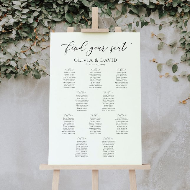 Elegant Script 10 Tables Welcome Seating Chart (Creator Uploaded)