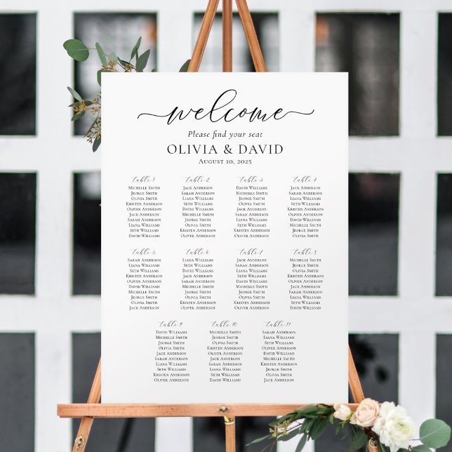 Elegant Script 11 Tables Welcome Seating Chart (Creator Uploaded)