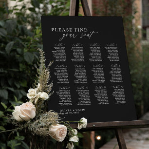 Elegant Script 12 table Seating Chart Acrylic Sign