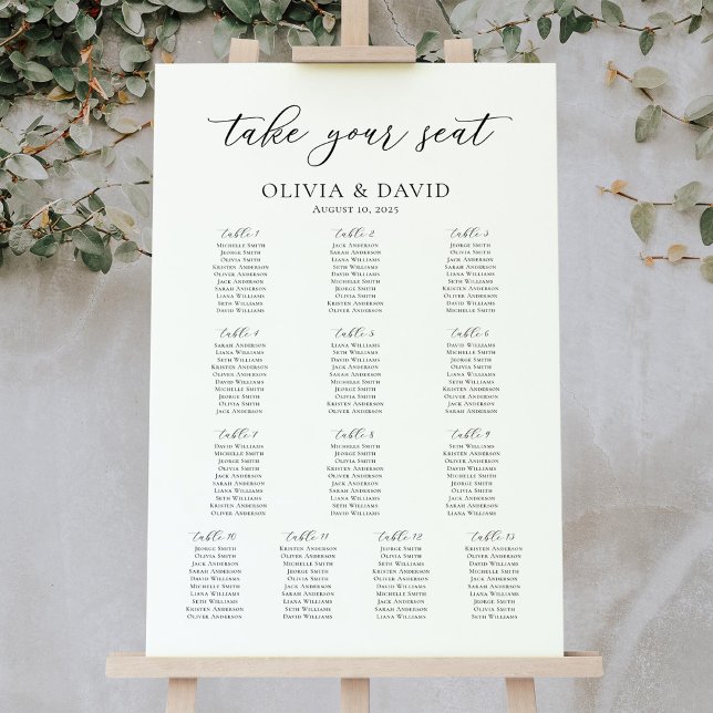 Elegant Script 13 Tables Welcome Seating Chart (Creator Uploaded)