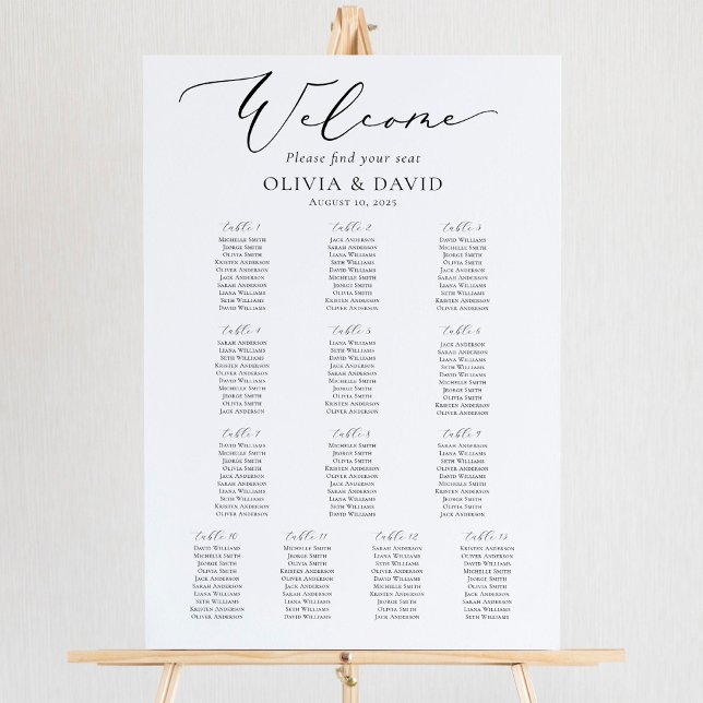 Elegant Script 13 Tables Welcome Seating Chart (Creator Uploaded)