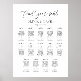 Elegant Script 14 table Seating Chart