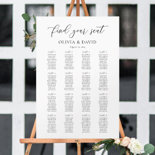 Elegant Script 16 table Seating Chart