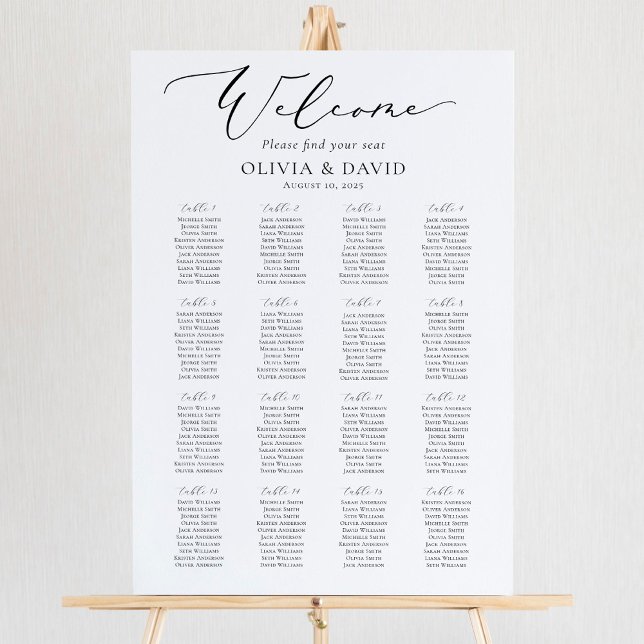 Elegant Script 16 Tables Welcome Seating Chart (Creator Uploaded)