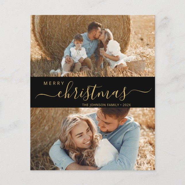 Elegant Script 2 Photo Collage Christmas Flyer (Front)