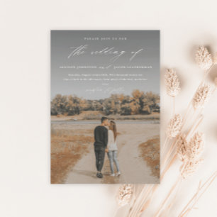 Elegant Script 2 Photo Overlay Wedding Invitation
