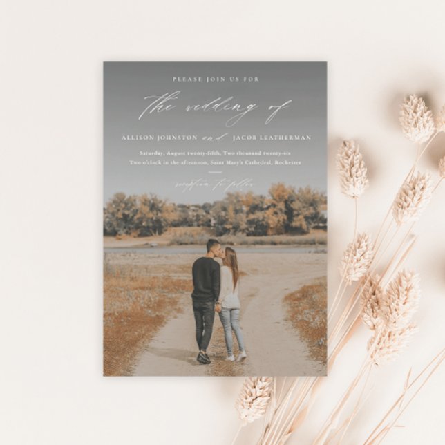 Elegant Script 2 Photo Overlay Wedding Invitation (Creator Uploaded)