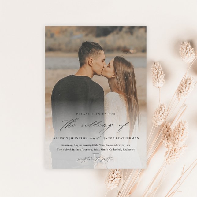 Elegant Script 2 Photo Overlay Wedding Invitation (Creator Uploaded)
