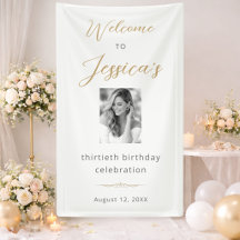 Elegant Script 30th Birthday Party Photo Welcome