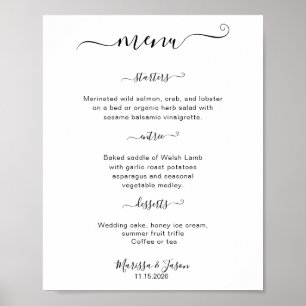 Elegant Script 3 course Wedding Menu Poster