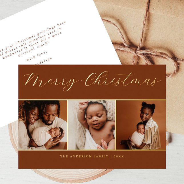 Elegant Script 3 Photo Beige Chocolate Christamas (Creator Uploaded)