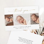 Elegant Script 3 Photo Collage Baby Thank You Card<br><div class="desc">Elegant Script 3 Photo Collage Baby Thank you card. The back includes a thank you message that you can personalise or remove if you prefer to hand write your thank you.</div>