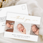 Elegant Script 3 Photo Collage Baby Thank You Postcard<br><div class="desc">Elegant Script 3 Photo Collage Baby Announcement Thank you card. The back includes a thank you message that you can personalise or remove if you prefer to hand write your thank you.</div>