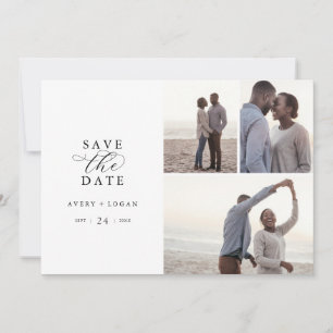 Elegant Script 3 Photo Collage Save The Date