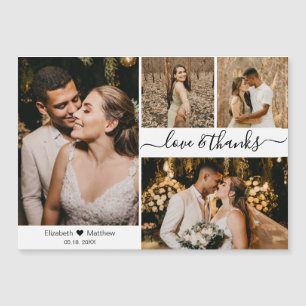 Elegant Script 4 Photo Collage Wedding Thank You