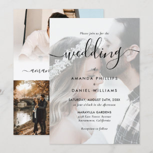 Elegant Script 4 Photo Wedding Invitation